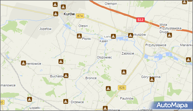 mapa Olszowiec gmina Markuszów, Olszowiec gmina Markuszów na mapie Targeo