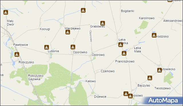 mapa Oporowo gmina Krzemieniewo, Oporowo gmina Krzemieniewo na mapie Targeo