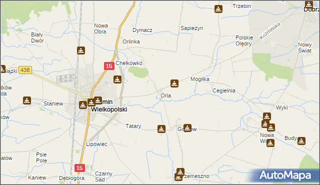 mapa Orla gmina Koźmin Wielkopolski, Orla gmina Koźmin Wielkopolski na mapie Targeo