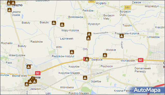 mapa Orły gmina Ożarów Mazowiecki, Orły gmina Ożarów Mazowiecki na mapie Targeo