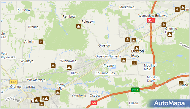 mapa Orpelów-Numerki, Orpelów-Numerki na mapie Targeo