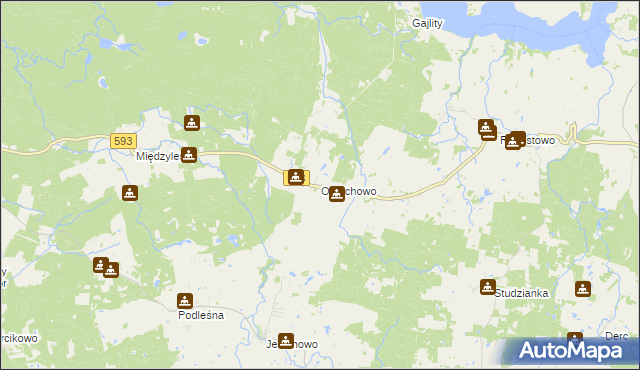 mapa Orzechowo gmina Dobre Miasto, Orzechowo gmina Dobre Miasto na mapie Targeo