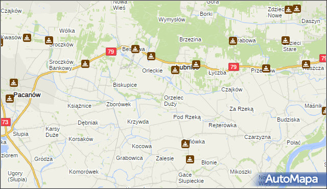 mapa Orzelec Duży, Orzelec Duży na mapie Targeo