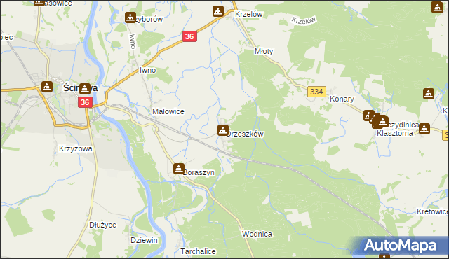 mapa Orzeszków gmina Wińsko, Orzeszków gmina Wińsko na mapie Targeo