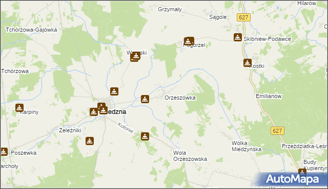 mapa Orzeszówka, Orzeszówka na mapie Targeo