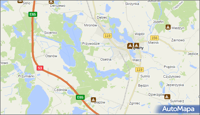 mapa Osetna, Osetna na mapie Targeo