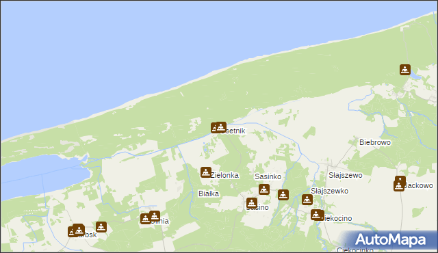 mapa Osetnik gmina Choczewo, Osetnik gmina Choczewo na mapie Targeo