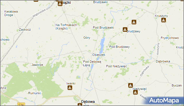 mapa Osieczek gmina Książki, Osieczek gmina Książki na mapie Targeo