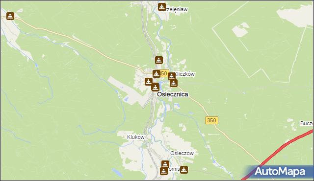 mapa Osiecznica powiat bolesławiecki, Osiecznica powiat bolesławiecki na mapie Targeo