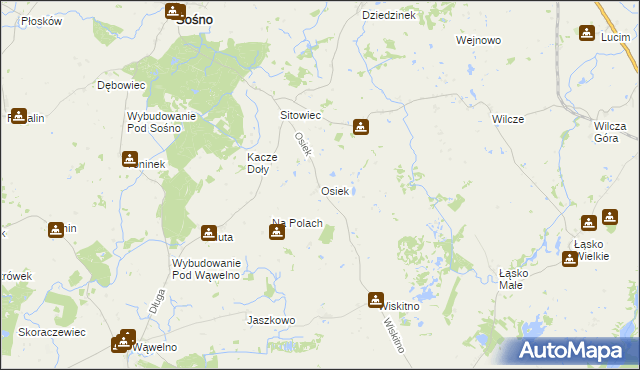 mapa Osiek gmina Koronowo, Osiek gmina Koronowo na mapie Targeo