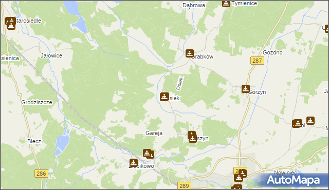 mapa Osiek gmina Lubsko, Osiek gmina Lubsko na mapie Targeo