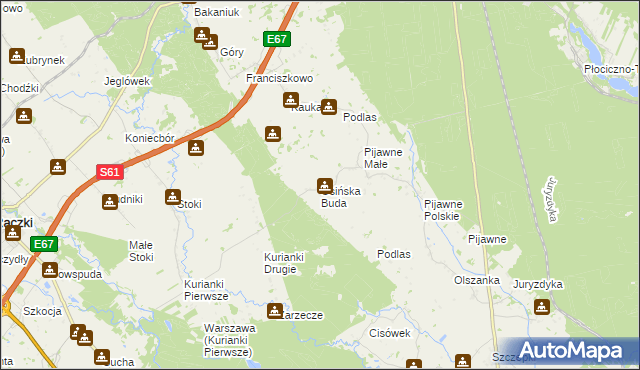 mapa Osińska Buda, Osińska Buda na mapie Targeo