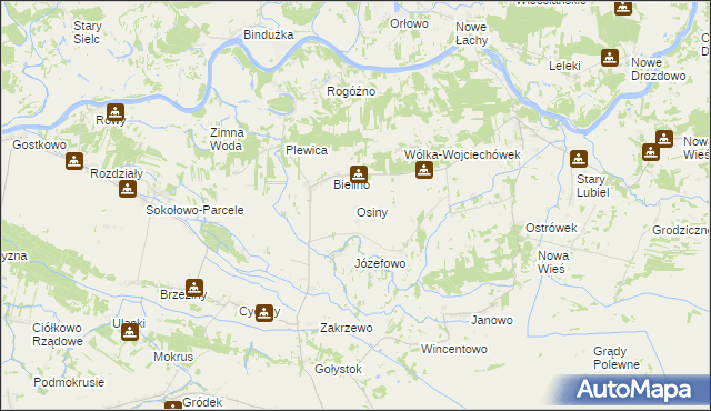 mapa Osiny gmina Rząśnik, Osiny gmina Rząśnik na mapie Targeo