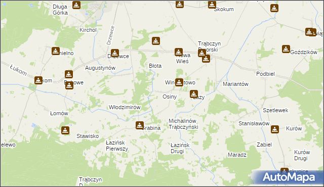 mapa Osiny gmina Zagórów, Osiny gmina Zagórów na mapie Targeo