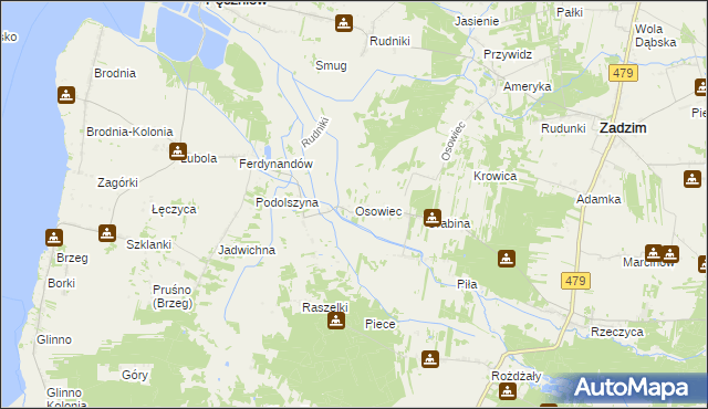 mapa Osowiec gmina Pęczniew, Osowiec gmina Pęczniew na mapie Targeo
