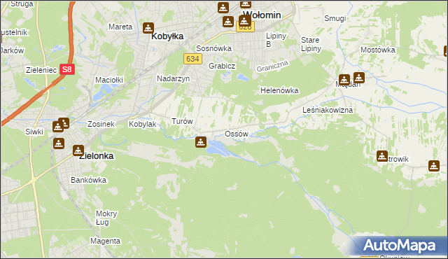mapa Ossów, Ossów na mapie Targeo