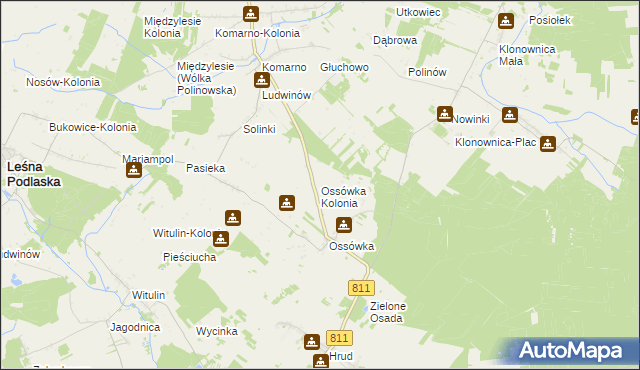 mapa Ossówka Kolonia, Ossówka Kolonia na mapie Targeo