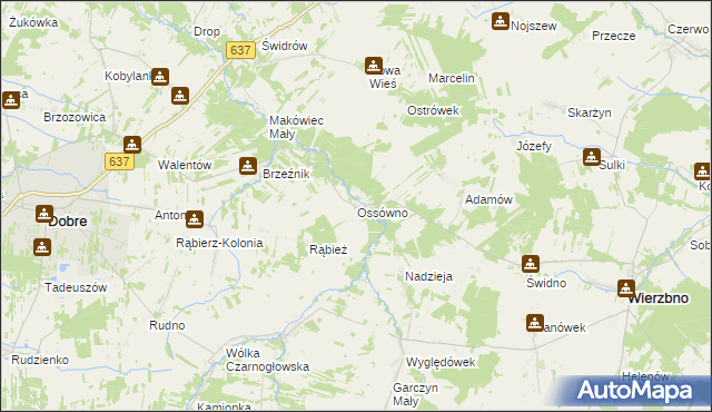 mapa Ossówno, Ossówno na mapie Targeo