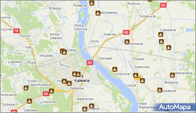 mapa Ostrówek gmina Karczew, Ostrówek gmina Karczew na mapie Targeo