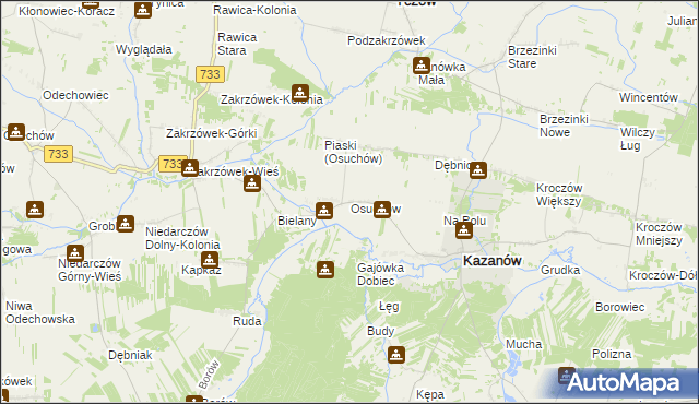 mapa Osuchów gmina Kazanów, Osuchów gmina Kazanów na mapie Targeo