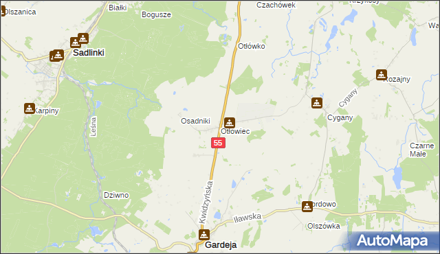 mapa Otłowiec, Otłowiec na mapie Targeo