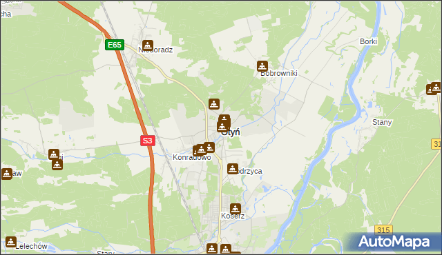 mapa Otyń, Otyń na mapie Targeo