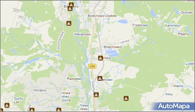 mapa Owińska, Owińska na mapie Targeo