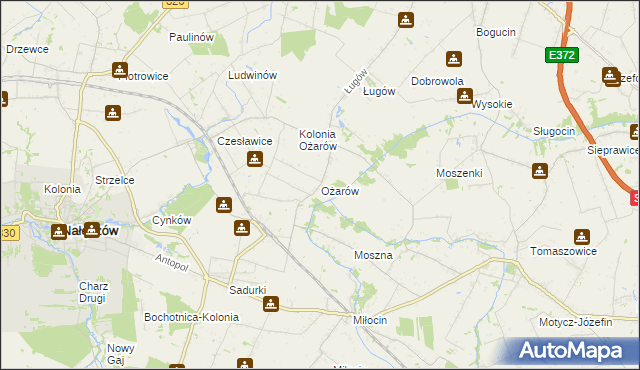 mapa Ożarów gmina Jastków, Ożarów gmina Jastków na mapie Targeo