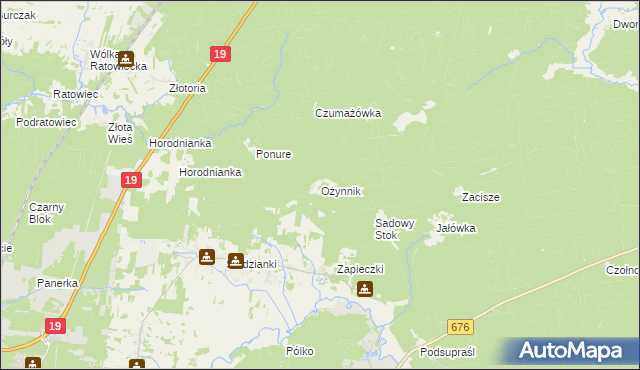 mapa Ożynnik, Ożynnik na mapie Targeo