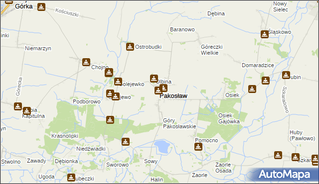 mapa Pakosław powiat rawicki, Pakosław powiat rawicki na mapie Targeo