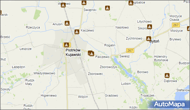 mapa Palczewo gmina Piotrków Kujawski, Palczewo gmina Piotrków Kujawski na mapie Targeo