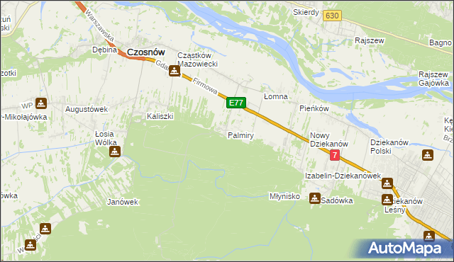 mapa Palmiry, Palmiry na mapie Targeo