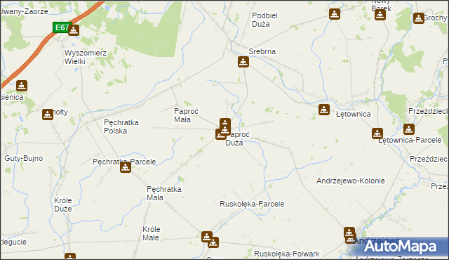 mapa Paproć Duża, Paproć Duża na mapie Targeo