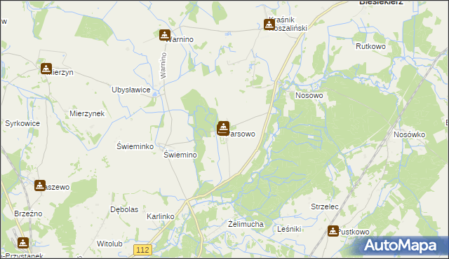 mapa Parsowo, Parsowo na mapie Targeo