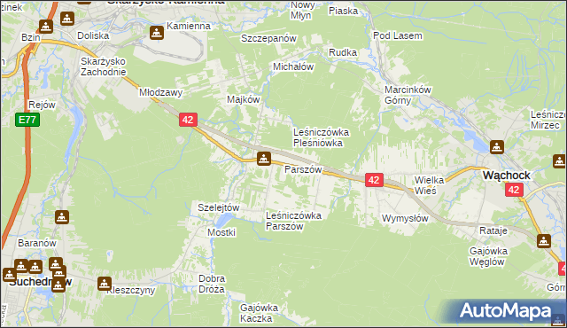 mapa Parszów, Parszów na mapie Targeo