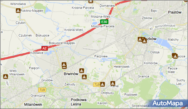 mapa Parzniew, Parzniew na mapie Targeo