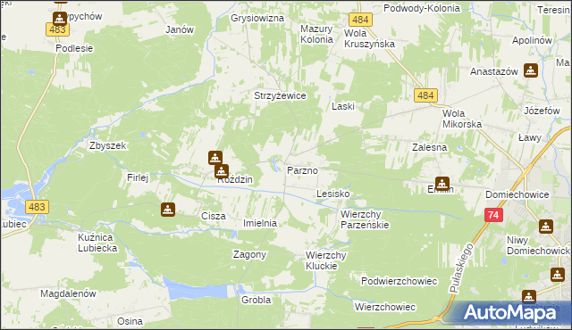mapa Parzno, Parzno na mapie Targeo