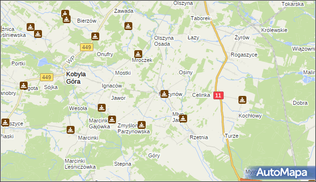 mapa Parzynów, Parzynów na mapie Targeo