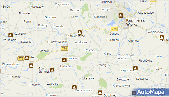 mapa Paśmiechy, Paśmiechy na mapie Targeo