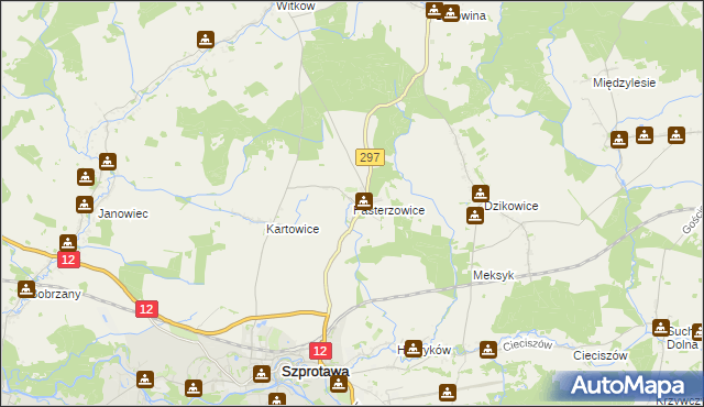 mapa Pasterzowice, Pasterzowice na mapie Targeo