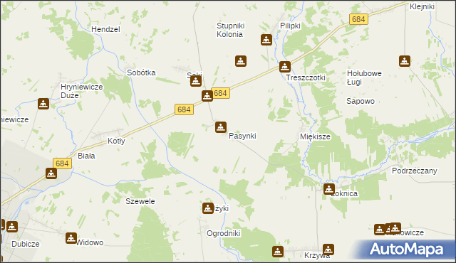 mapa Pasynki gmina Bielsk Podlaski, Pasynki gmina Bielsk Podlaski na mapie Targeo