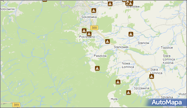 mapa Paszków gmina Bystrzyca Kłodzka, Paszków gmina Bystrzyca Kłodzka na mapie Targeo