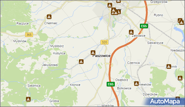 mapa Paszowice, Paszowice na mapie Targeo