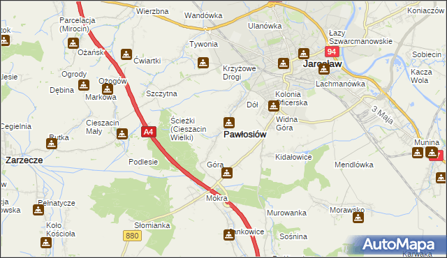 mapa Pawłosiów, Pawłosiów na mapie Targeo