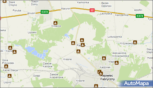 mapa Pawłów gmina Rejowiec Fabryczny, Pawłów gmina Rejowiec Fabryczny na mapie Targeo