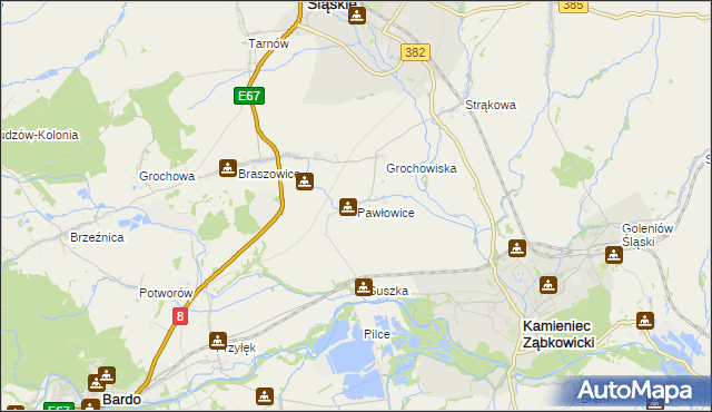 mapa Pawłowice gmina Ząbkowice Śląskie, Pawłowice gmina Ząbkowice Śląskie na mapie Targeo