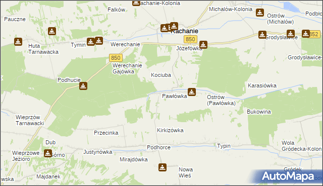 mapa Pawłówka gmina Rachanie, Pawłówka gmina Rachanie na mapie Targeo