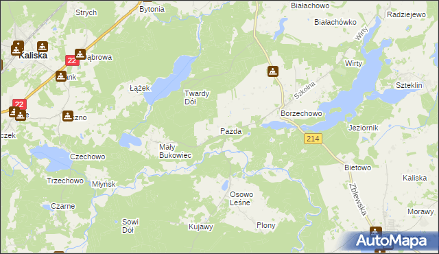 mapa Pazda, Pazda na mapie Targeo
