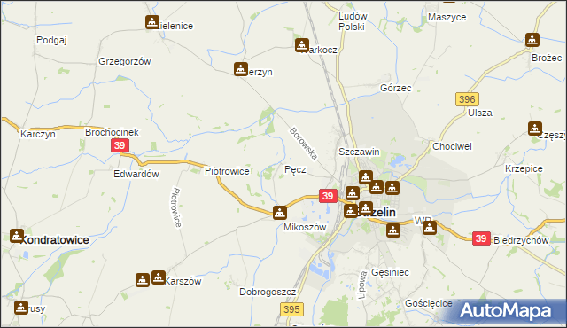 mapa Pęcz, Pęcz na mapie Targeo