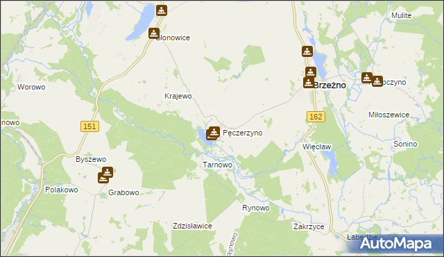 mapa Pęczerzyno, Pęczerzyno na mapie Targeo